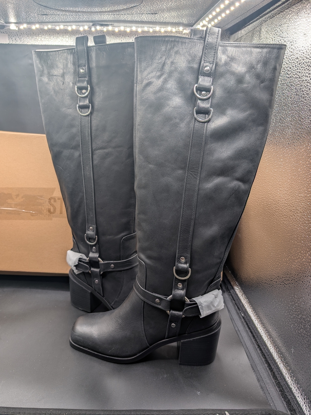Steve Madden Black Over-The-Knee Harness Boots
